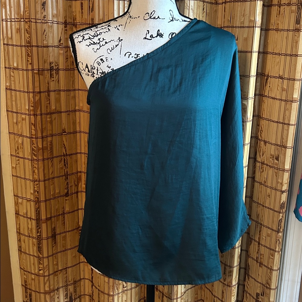 Teal One-Shoulder Blouse
